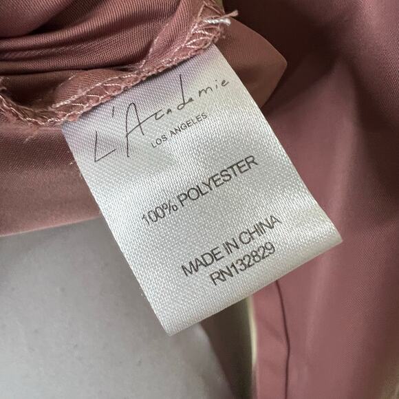 L’Academie Revolve Peasant Top SMALL Mauve Plunge Satin Long Sleeve Collared - Picture 5 of 11